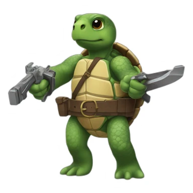 Turtle Leonardo weapons in belt  sticker