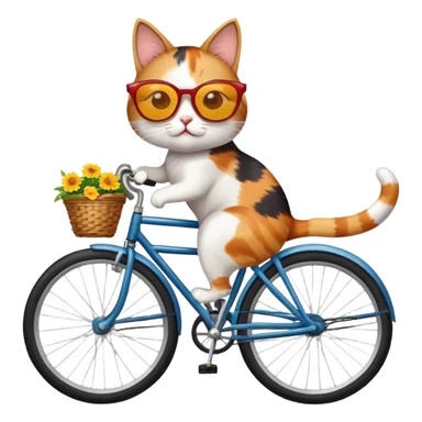 Cat riding a bike in Spain with sunglasses sticker