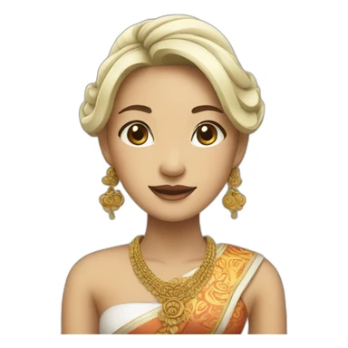 balinese woman in traditional dress but white skin sticker