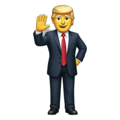Donald Trump in suit waving sticker