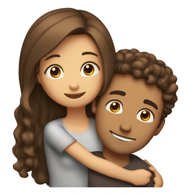 Girl with long straight brown hair hugging a guy with short curly brown hair sticker