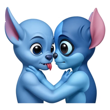 Angel and stitch kissing  sticker