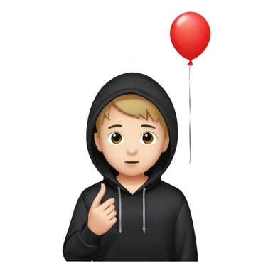 boy with balloon in hoodie sticker