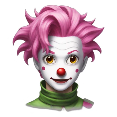 hisoka from hunter x hunter with clown makeup pink hair sticker