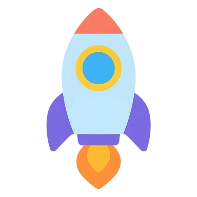 colorful rocket ship icon sticker
