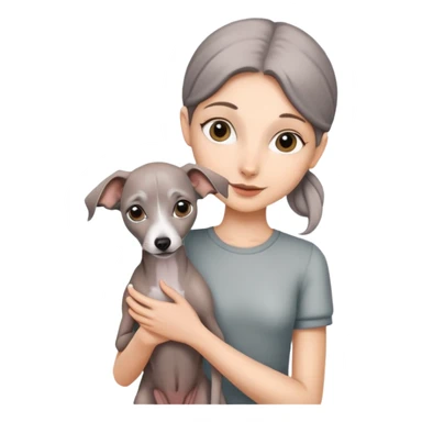 girl holding all grey Italian greyhound sticker