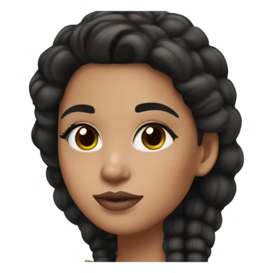 hispanic girl with light skin tone and black hair with big lashes and brown lips and pink blush and makeup sticker