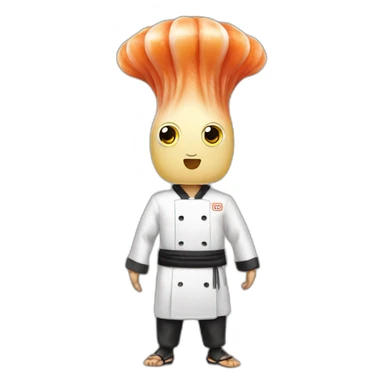 Squid wearing sushi chef outfit sticker