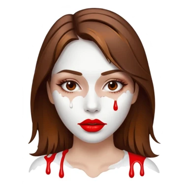 Brown Hair Woman , white paint , drip, face, hot  Sexy, lips sticker