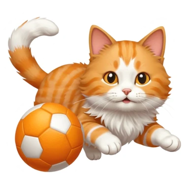 A cat chasing a ball that looks like the uploaded image sticker