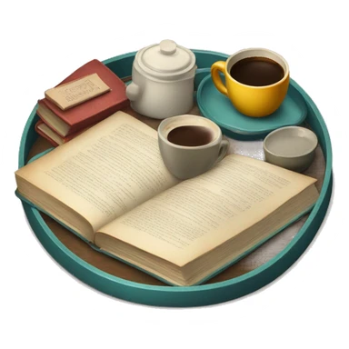vintage tray with books and coffee  sticker