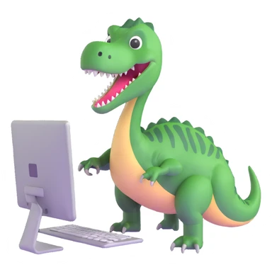 dinosaur using a computer sticker