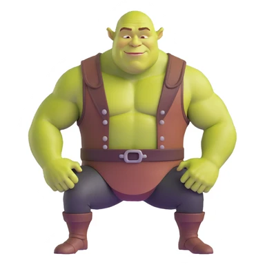 very muscular Shrek soothing Elon Musk sticker