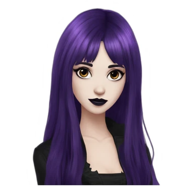 Elissabat-with-bangs-long-hair-dark-purple-and-black-vampire-goth-makeup-pinkeyes-romanticgothcloses- sticker