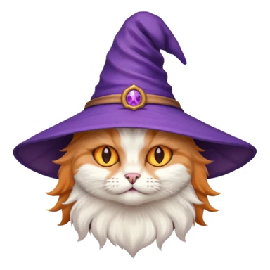 half cat wear purple wicth hat sticker