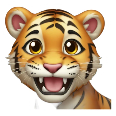 baby tiger with 2 teeth sticker