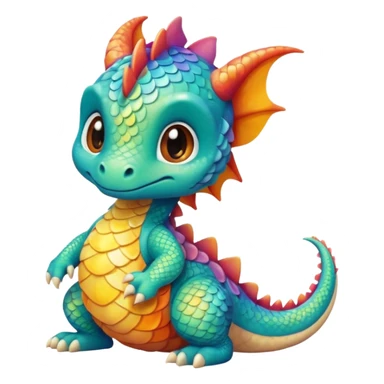 A rainbow cute little baby dragon sticker