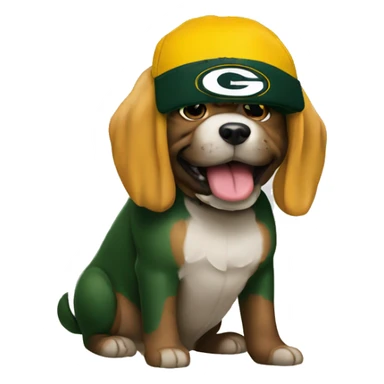 Dog wearing Green Bay packers  sticker