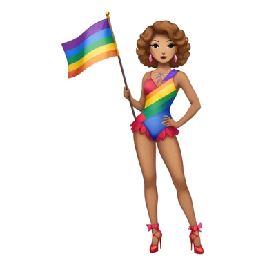 burlesque dancer with pride flag full height sticker