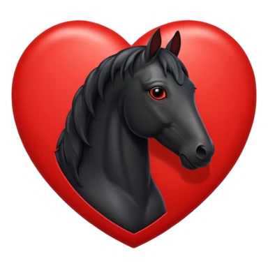 Black Horse centered within a red heart emoji sticker