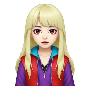  portrait-of-a-vampire-k-pop-idol,-wearing-a-stylish-streetwear-outfit-with-layered-colorful-clothing,-long-hair-with-bangs,-makeup,- sticker