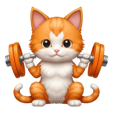 Kitten doing dumbell curls sticker