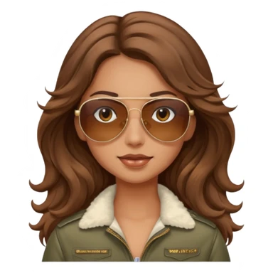 tanned girl with long wavy brown hair wearing aviator sun glasses sticker