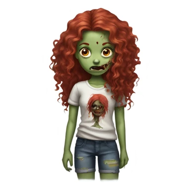 Zombie girl with long red curly hair sticker
