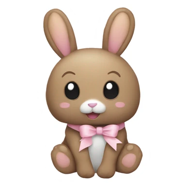 Pastel brown stuffed animal plushie with pastel pink ribbon on one of the bunnies ears sticker