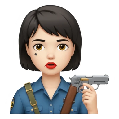 short hair girl with mullet putting gun in her mouth sticker