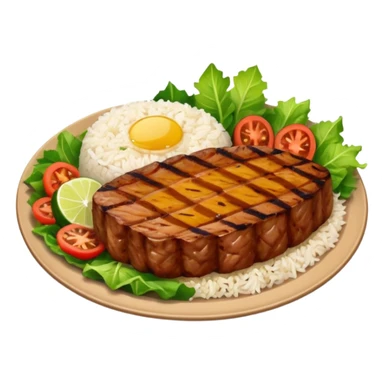 Brazilian dish with salad, rice and meat sticker