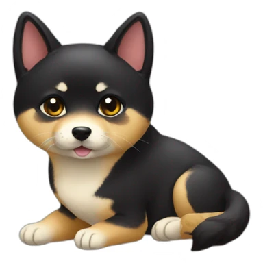 lovely shibainu & black cat sticker