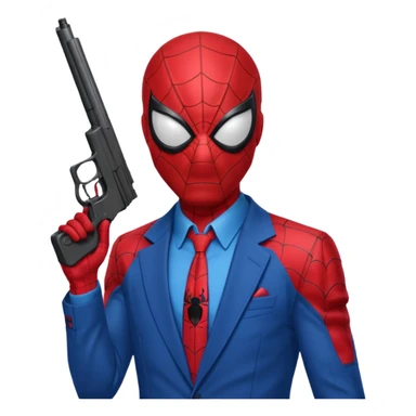 spiderman holding a gun to the side of his temple sticker