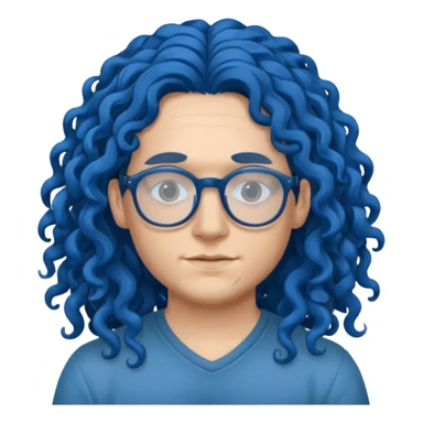 blue hair long curly, tattooes and glassress sticker