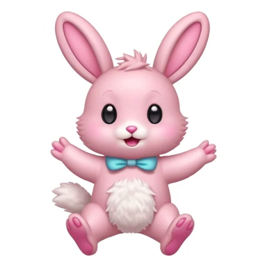 Exited pink bunny, kawaii chibi fluffy ears and body jumping of excitement  sticker