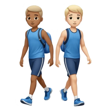 two boys walking, wearing gym clothes, full body sticker