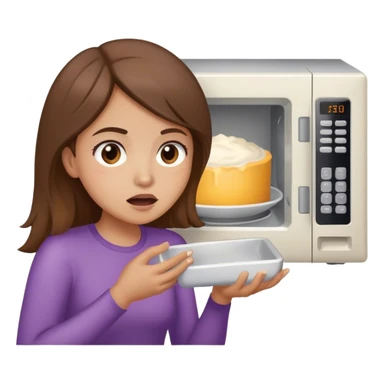 brown haired brown eyed girl eating a microwave  sticker