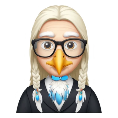 long hair stork with glasses  sticker