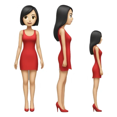 Tall Asian girl with tall tall 10 inche long heels on with a red dress  sticker