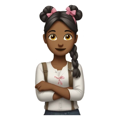 Girl wearing a bow and doing peace sign sticker