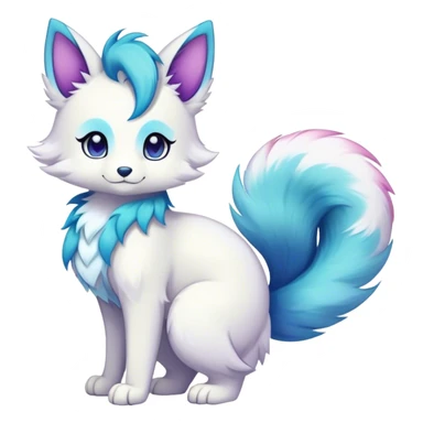 Kawaii bright fantasy ethereal anthro fursona Fakemon with tufted tail  sticker