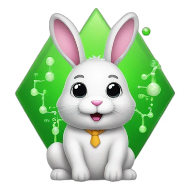 rabbit with a chemistry sticker