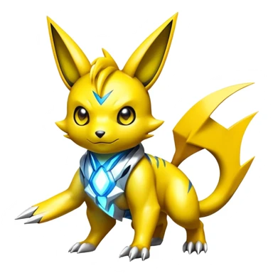 Shiny Futuristic Colorful Cyber-Pichu-Raichu-Renamon-Zeraora-hybrid-creature sticker