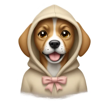 Dog wearing a beige hoodie with a bow in its fur sticker