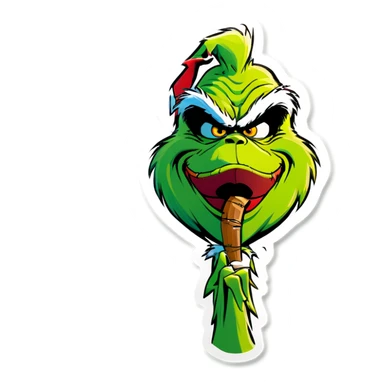 The grinch with a joint in his mouth sticker