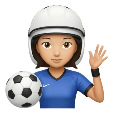 Asian woman with helmet playing soccer sticker