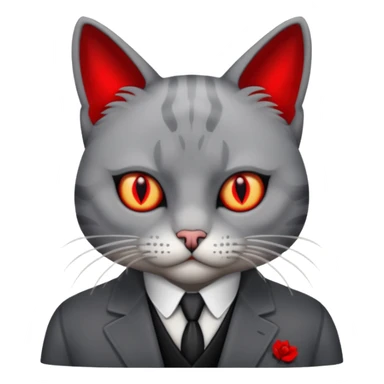 cat corleone mafia, red eyes, grave sticker