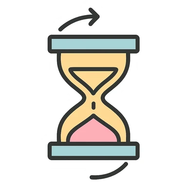 aesthetic hourglass turning over, elegant design, soft pastel colors, minimal and modern icon style sticker