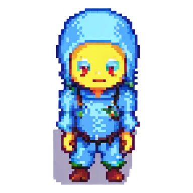 Recep İvedik as a pixel art sprite, comical pose, bold colors sticker