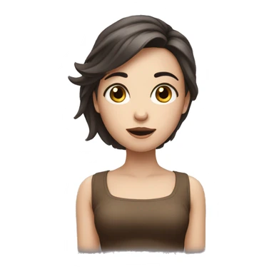brunnete Girl with white skin shrugging sticker